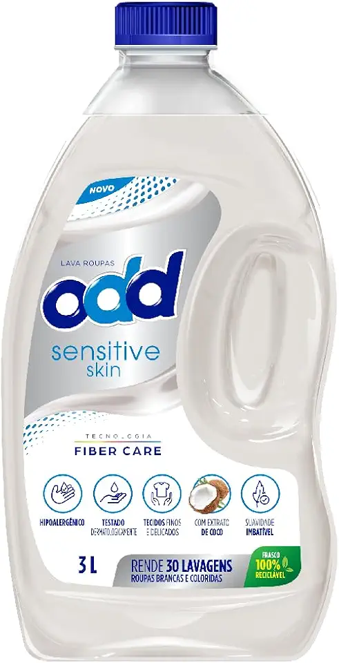 Limppano Lava Roupas Líquido Sensitive Skin Côco ODD Lavagem Completa 3L