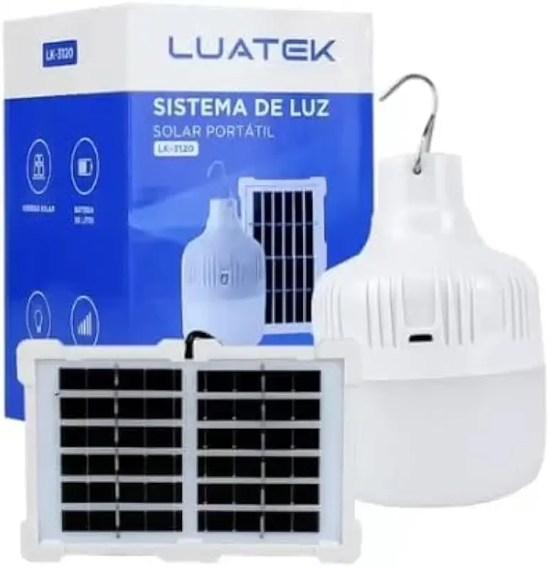 Lâmpada Led Placa Solar De Emergência Recarregável Bateria