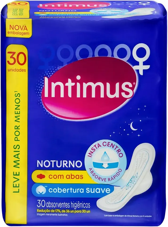 Absorvente Intimus Toda Protegida Noturno Suave Com abas 30 un