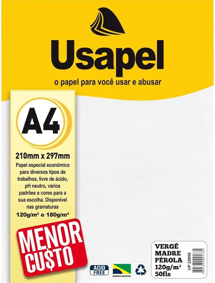 Papel Vergê, Usapel, Madre Perola 120g., Filiperson