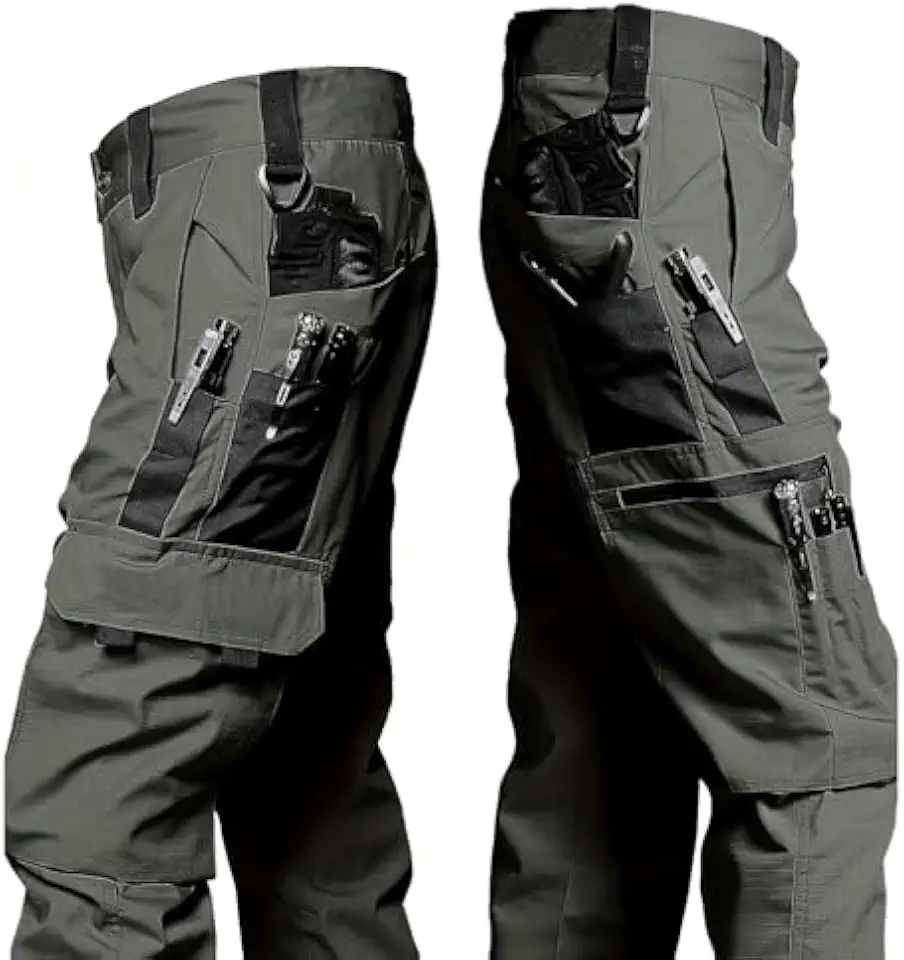 Calça cargo tática masculina, durável, com vários bolsos, cintura ajustável para uso ao ar livre
