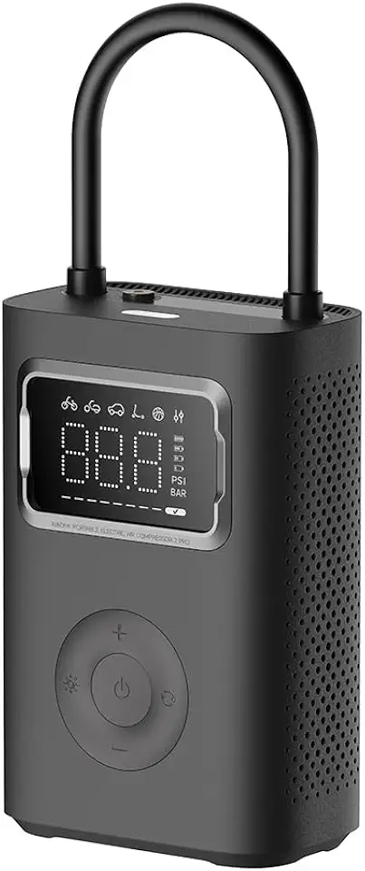 Xiaomi Compressor de Ar Elétrico Portátil (AIR COMPRESSOR 2 PRO) Para Carro, Alta Pressão (10,3 Bar-150 Psi), 6 Modos, 3x Baterias de 2500 mAh, 27 Wh, USB-C, Display Led, Preto. TOP de Linha