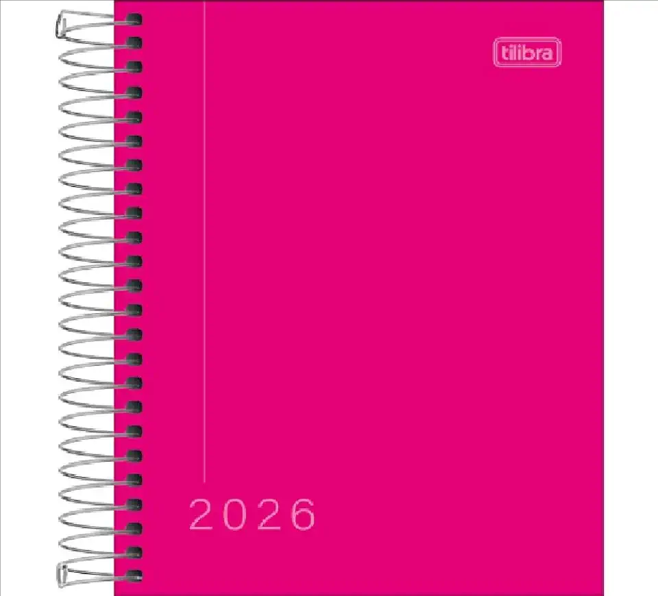 Tilibra -Agenda Diária 2026, Rosa, Espiral, 12,3 x 16,6 cm, Pepper