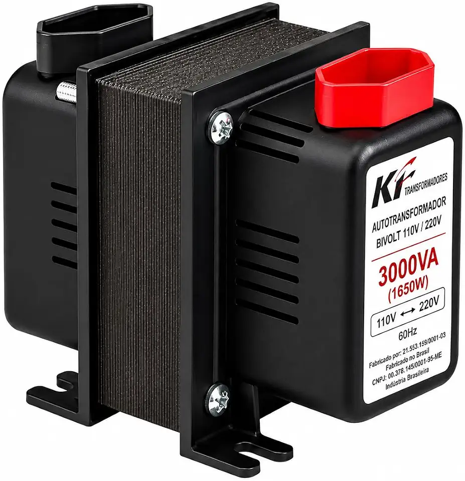 Autotransformador Bivolt 3000VA (1650W) – Conversor de Voltagem 110V/127V para 220V e 220V para 110V – Transformador para Ar-Condicionado, Lavadora, Geladeira e Eletrodomésticos – Proteção Térmica