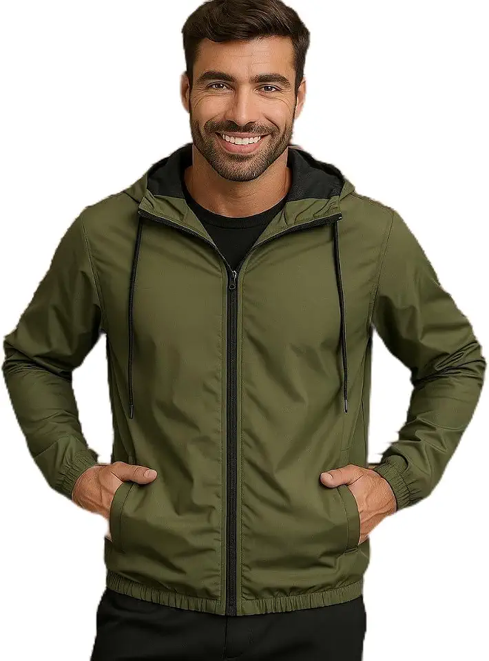Jaqueta Blusa Masculina Corta Vento Resistente A Água Capuz Forrado