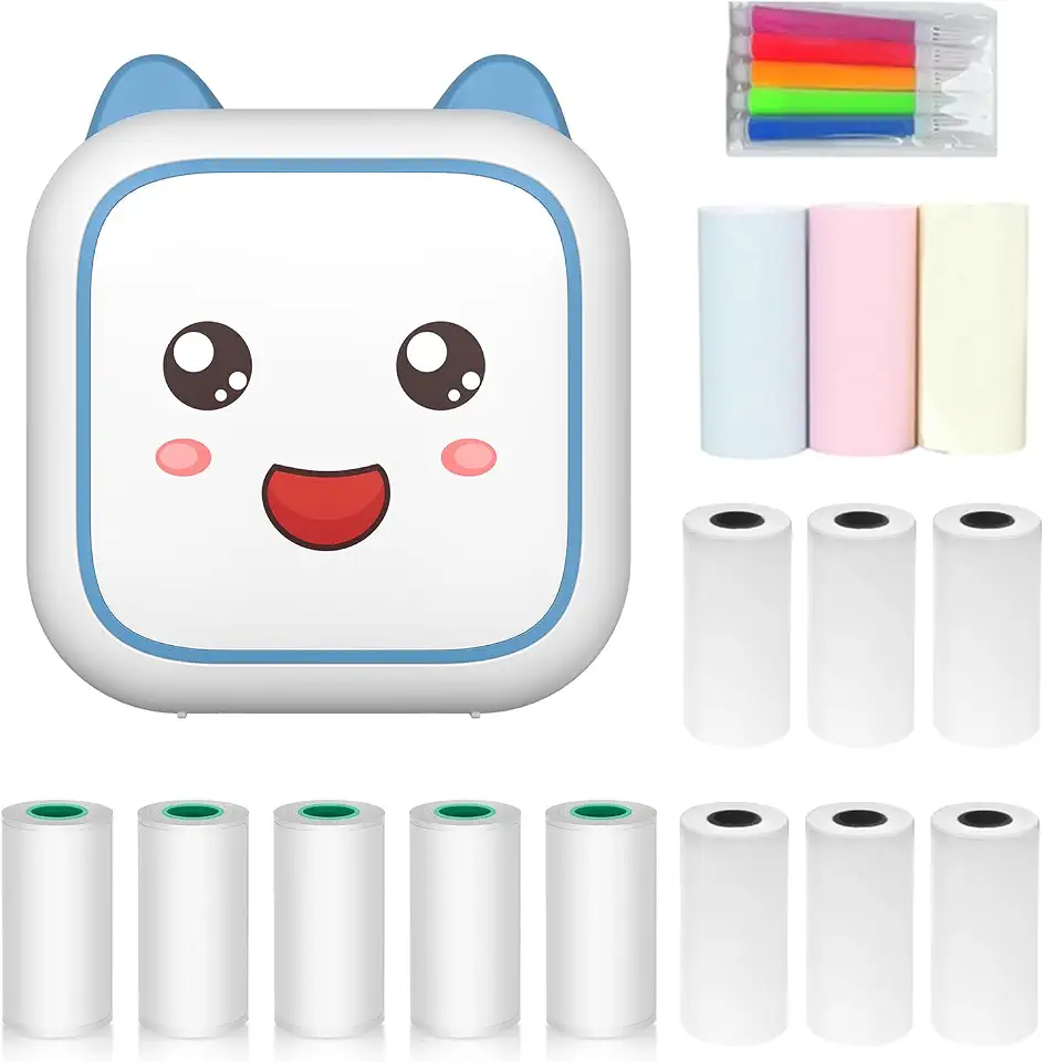 Impressora Multifuncional Fabricante de Adesivos Portátil Sem Tinta com Conexão Impressão Fotos Imediata Compatível Android Vem Rolos e Marcadores Coloridos
