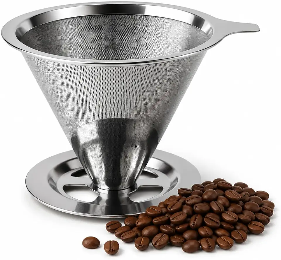 Coador de Café Inox 103 Reutilizável Premium – Filtro Permanente em Aço Inoxidável, Sem Uso de Papel, Econômico, Sustentável e Ecológico, Fácil de Limpar, Durável, Preserva o Sabor e o Aroma do Café