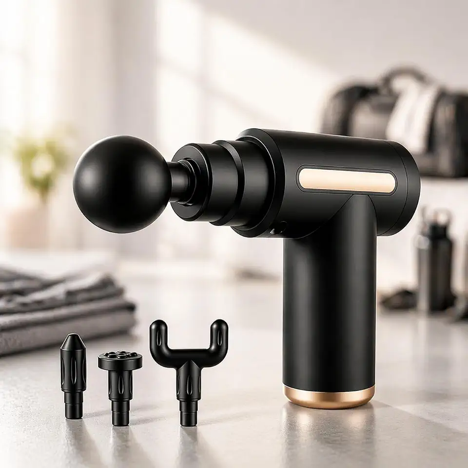 Massageador Pistola Muscular Premium Eletrico 6 Niveis 4 Ponteiras USB C Silencioso Portatil (Cores Variadas)