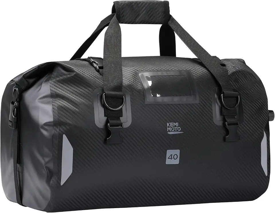 KEMIMOTO Bolsa seca à prova d'água para motocicletas – bolsa de viagem macia, 25L/40L/65L, grande capacidade com 4 alças de liberação rápida, à prova de poeira para turismo, aventura, motociclismo e