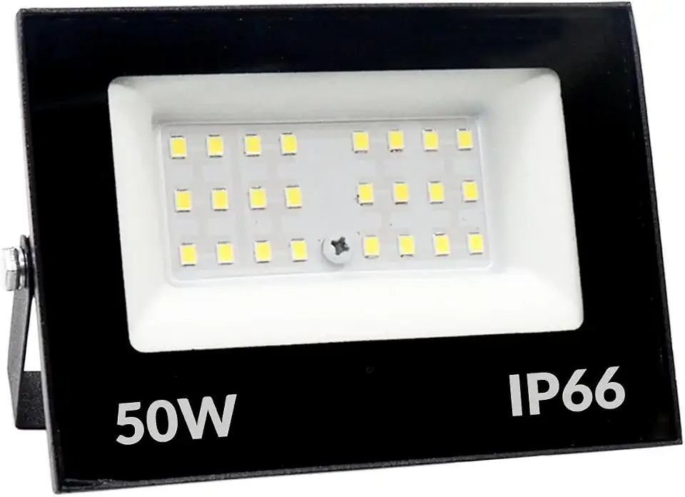 Refletor de LED Holofote 50W Reais Luz Branca 6500K - IP66 à Prova d’Água Econômico para Jardim, Fachada e Quintal Iluminação Forte Premium