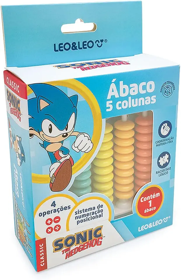 Contador Ábaco, Leonora, Sonic, 5 Colunas, 50 Argolas