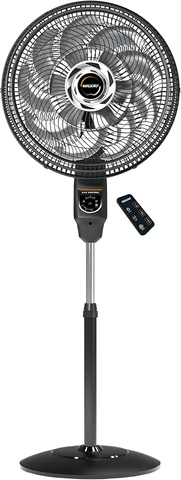 Ventilador de Coluna Mallory Max Control Com Controle Remoto 140W, Silencioso, Com Hélice de15 pás, Grade Especial em Sistema TS, Máxima Vazão e Mínimo Ruído - PR-GR - 220V