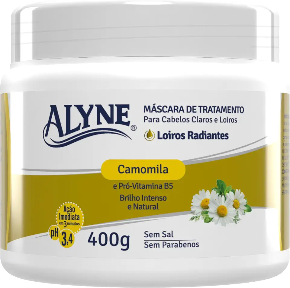 Alyne Máscara de Tratamento para Cabelos Louros Radiantes, 400g, Amarelo