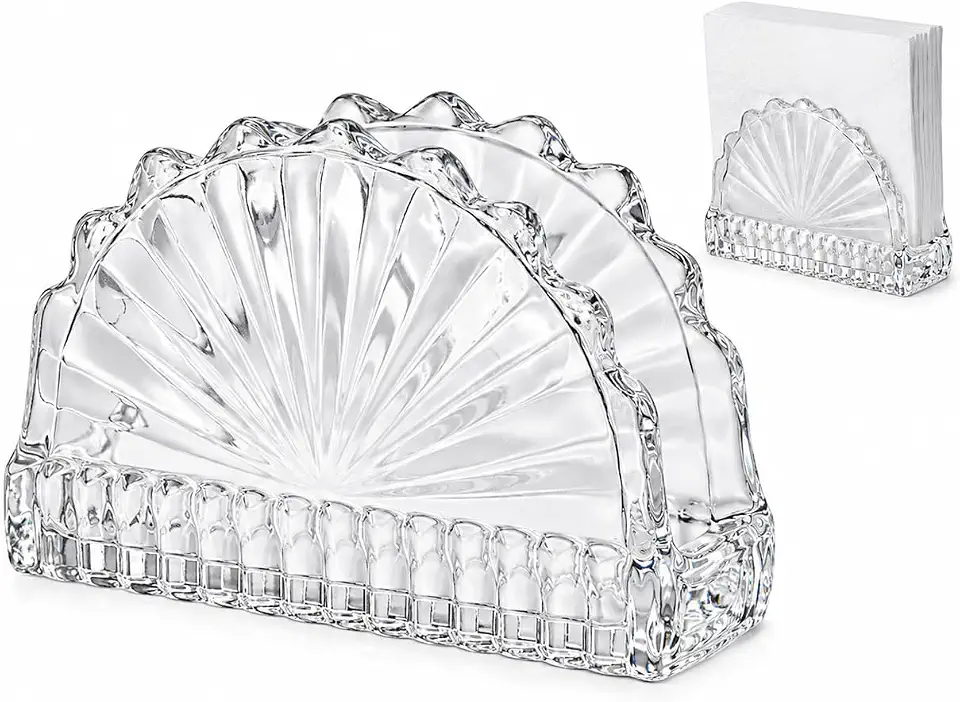 Porta Guardanapo de Mesa em Vidro Texturizado Suporte Leque
