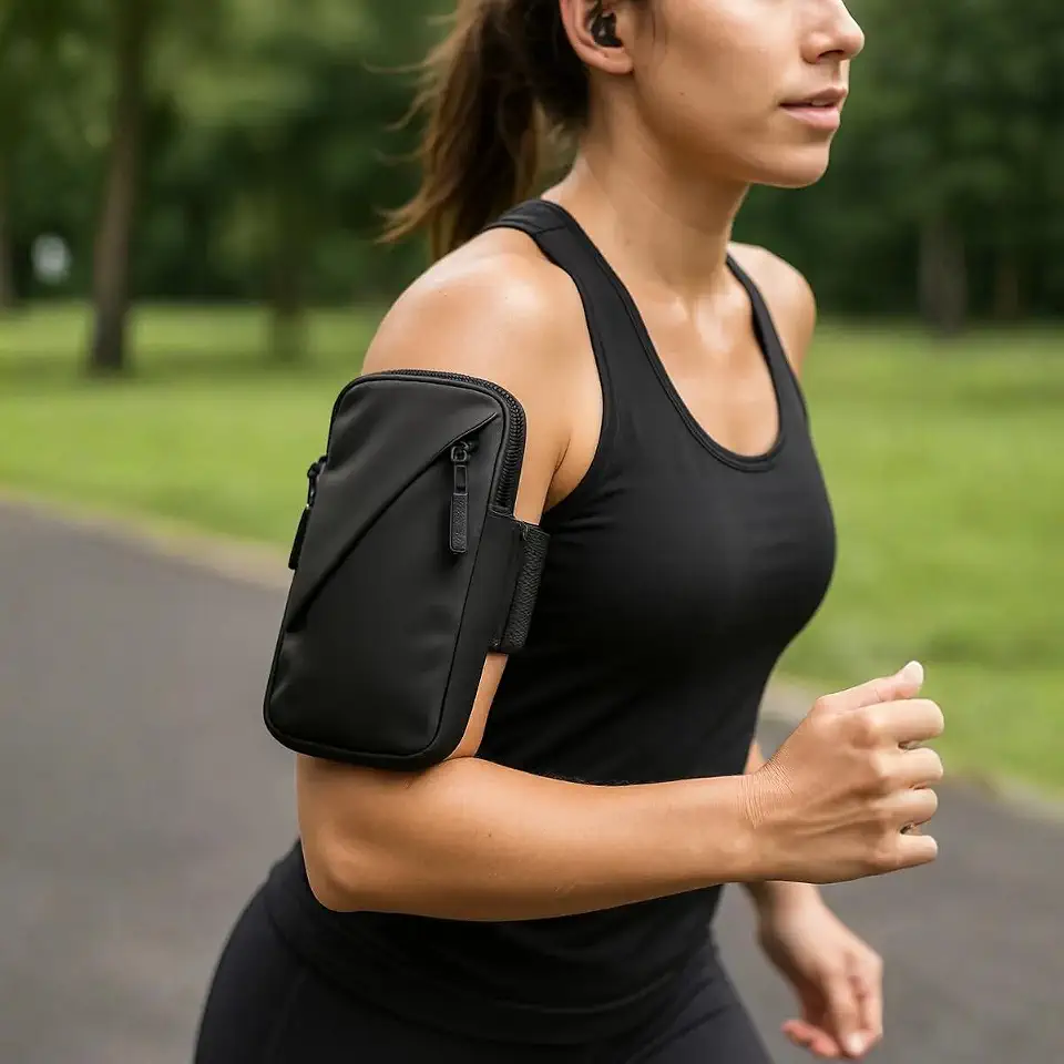 Capinha Braçadeira Suporte Porta Celular Para Braço Corrida Bike Academia Prova De Água Resistente Com Regulagem Premium (Preto)