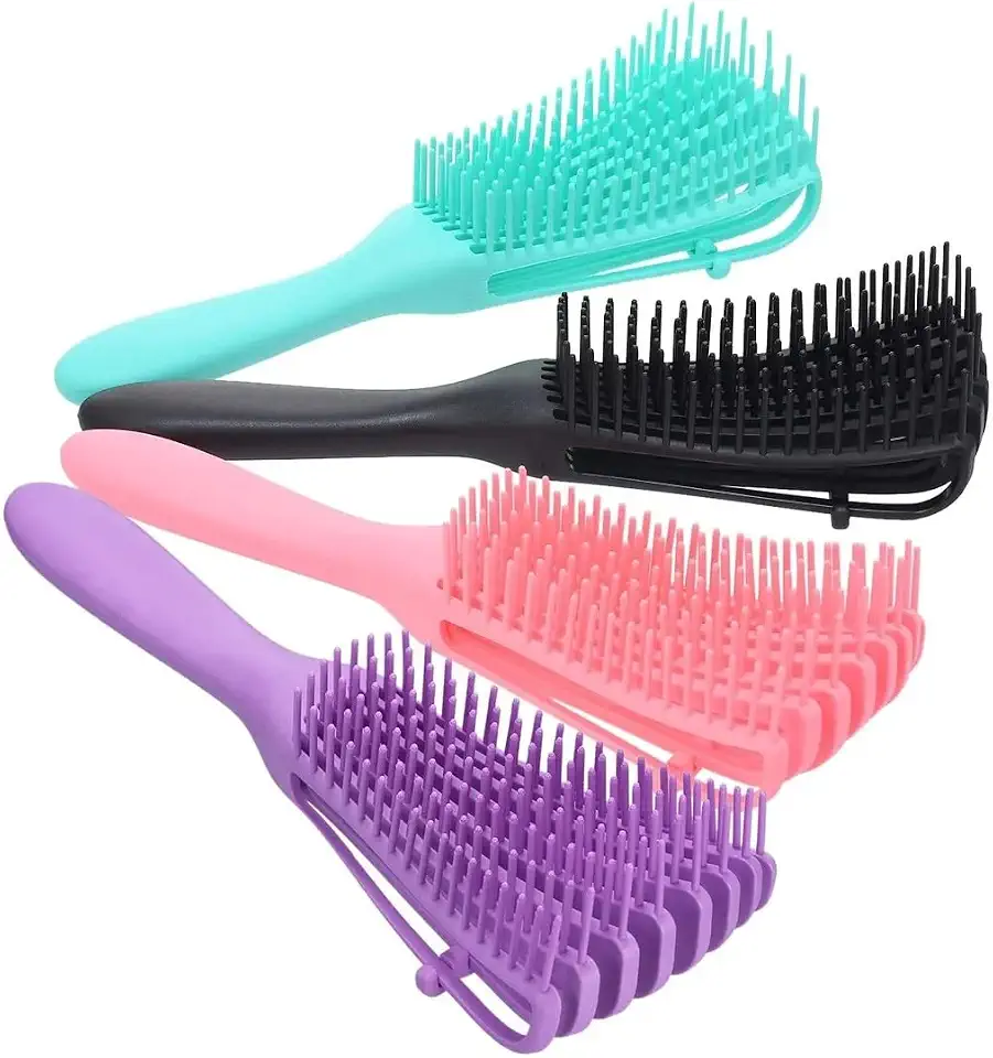 Escova Polvo Para Cabelos Cacheados Desembaraçadora 8 Pontas Flexíveis Pente Polvo Cachos Fácil Desembaraço Anti-quebra - Bella Net