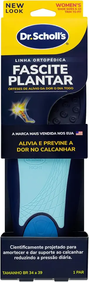Dr. Scholl's Palmilha para Fascite Plantar - Calçados 34 ao 39 - Suporte Estruturado e Absorção de Impacto - Conforto e Bem-Estar dos Pés