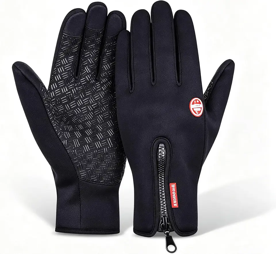 Luvas para Motociclista Impermeáveis e Térmicas – Inverno Frio, Toque Touchscreen, Cor Preta, Tamanhos Único, M a GG