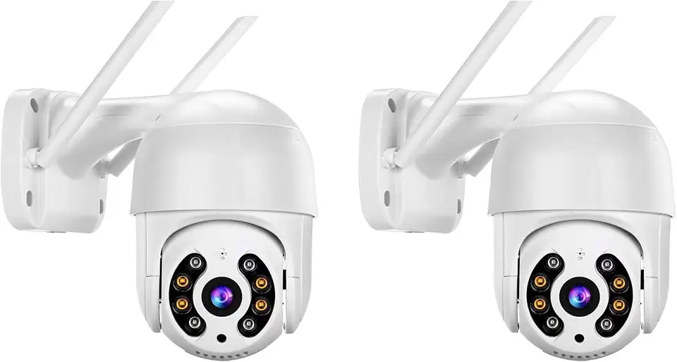 KIT 2 Câmeras de Segurança Domo WiFi PTZ externa, Câmera IP sem fio com visão de 360°, Visão noturna colorida, Áudio bidirecional, Detecção de movimento, Alerta de atividade - BELLA NET