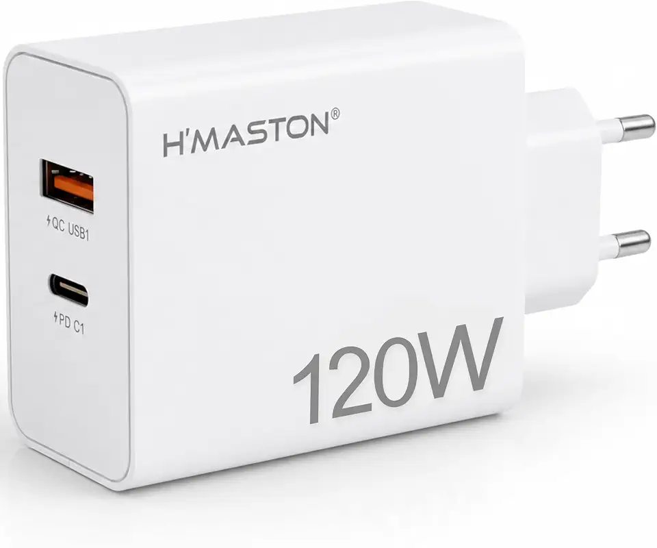 Carregador Turbo 120W Duas Portas, Compatível com Tipo C, Iphone 15,16, IOS, Android, Galaxy, Xiaomi, Motorola, Samsung, Tablets, Notebooks, Carga até 8x + Rápida Premium