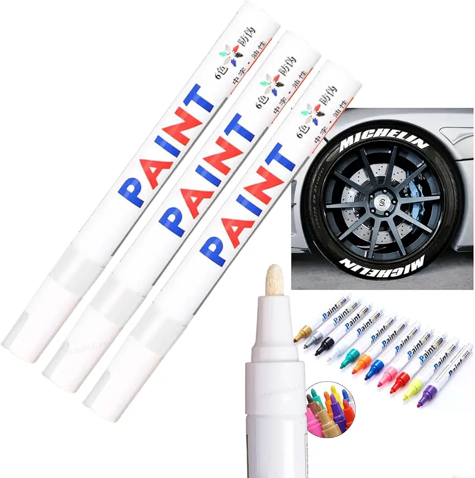 Kit 3 Canetas Reparadora Tira Risco Automóveis Carro Moto Caminhões Pintar e Retocar Pneu Azulejo e Tênis Uso Escolar Marca Texto Thafe