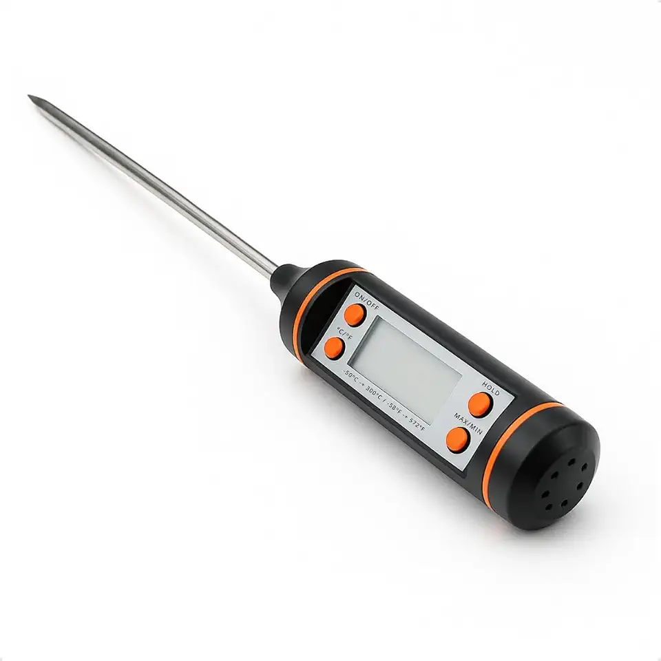 Termômetro Culinário Display Digital Com Alta Durabilidade Suporta 300ºC Ideal Para Cozinha, Churrasco, Forno e Líquidos, Premium