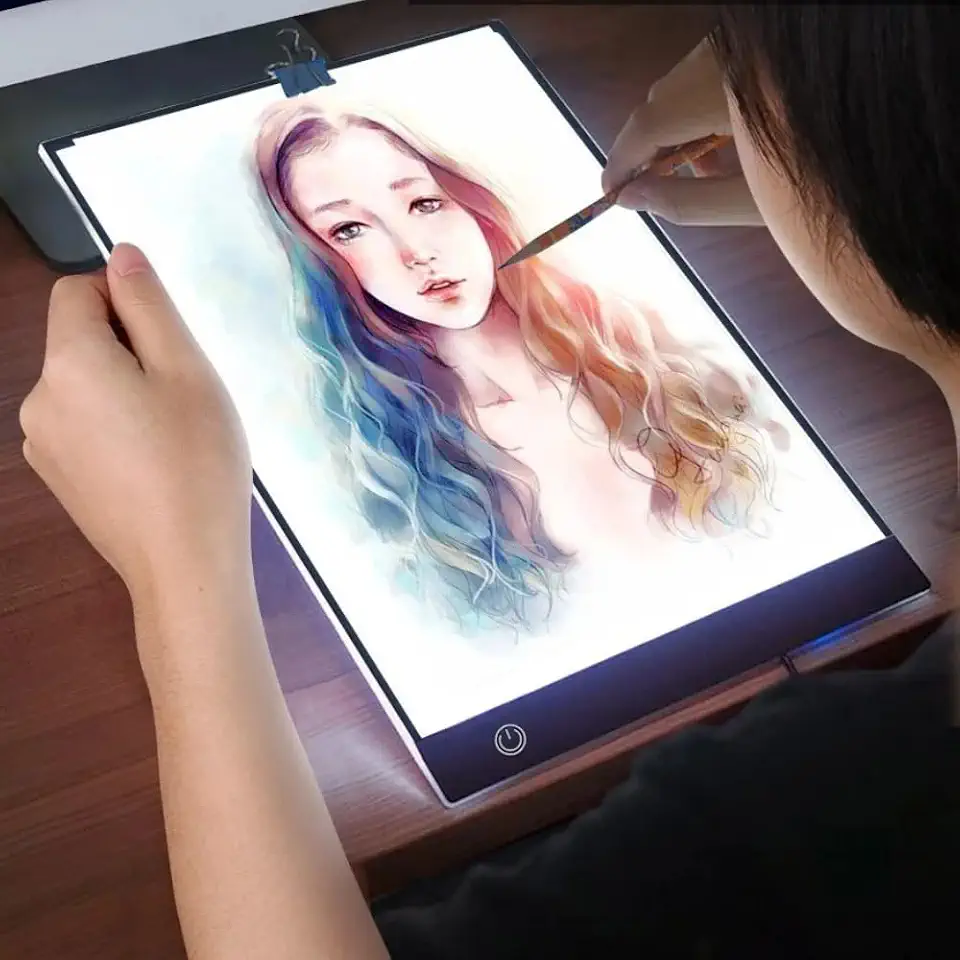 Prancheta Desenho Mesa de Desenho Luz LED A4 30x21 USB 3 Níveis de Iluminação Ideal para Transposição de Desenhos Versátil para Uso Infantil e Profissional, para Artistas e Desenhistas Premium