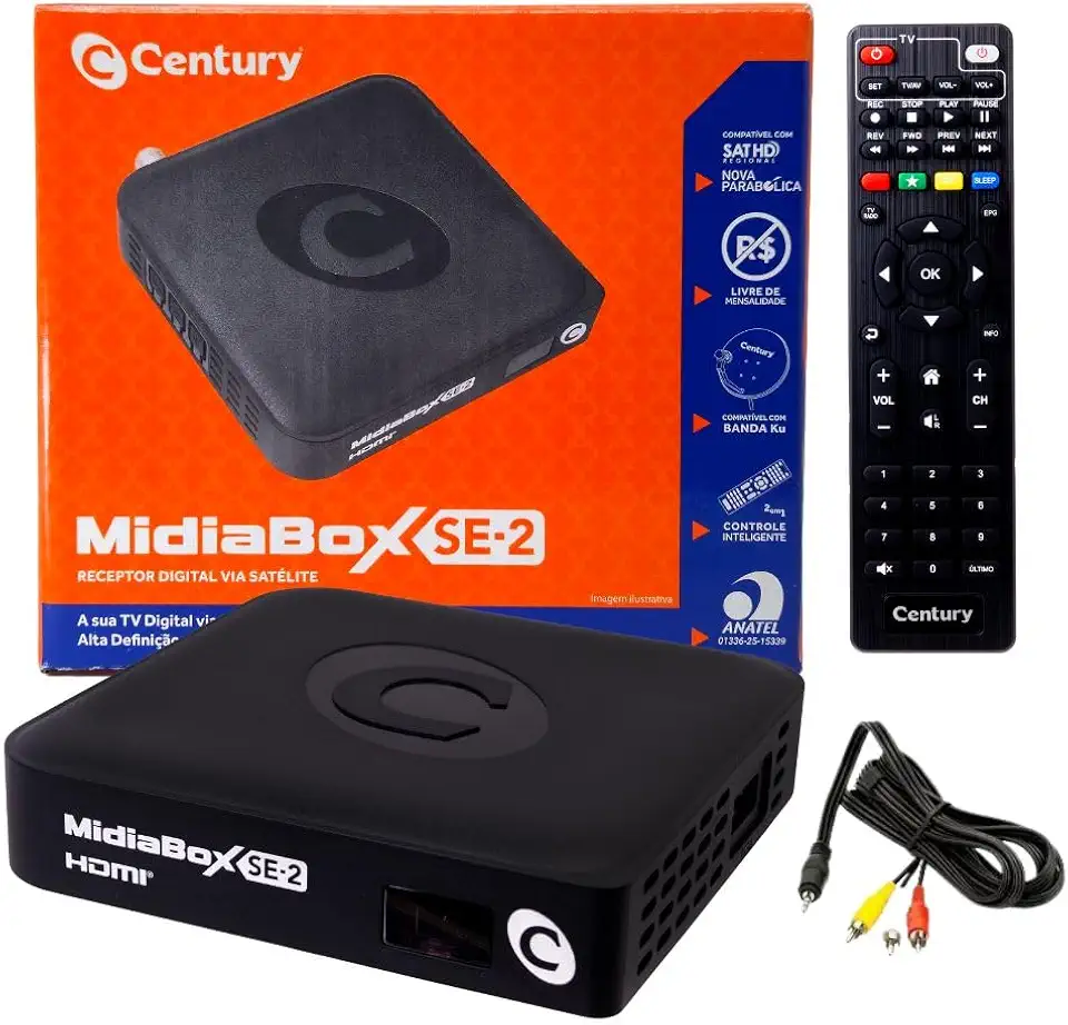 Receptor Digital Nova Parabólica Livre de Mensalidade Century Midiabox