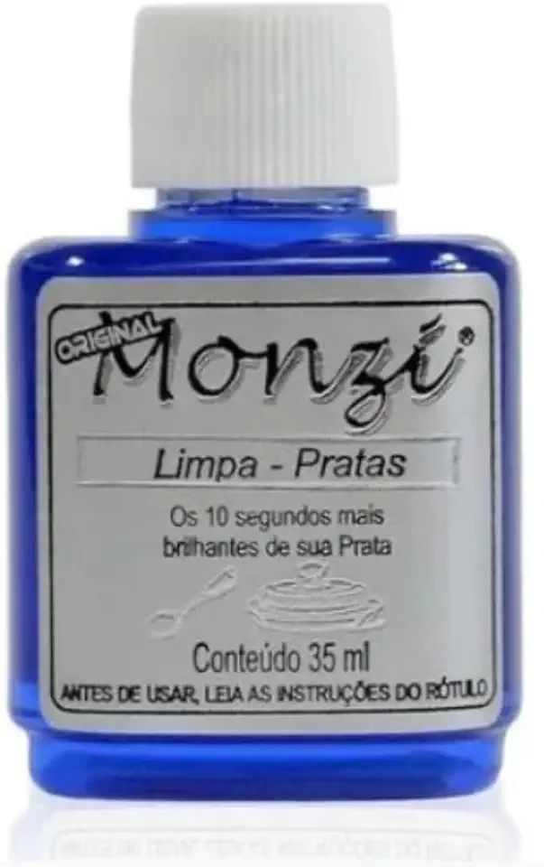 Limpa Prata Limpeza Rápida e Eficiente para Joias, Pratarias e Metais Brilho Imediato Praticidade e Proteção Duradoura Monzi 35ml