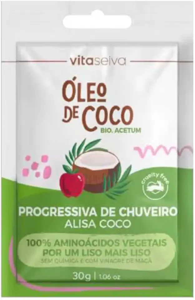 Progressiva de Chuveiro Vita Seiva Óleo de Coco 30g - Alisamento Temporário e Brilho