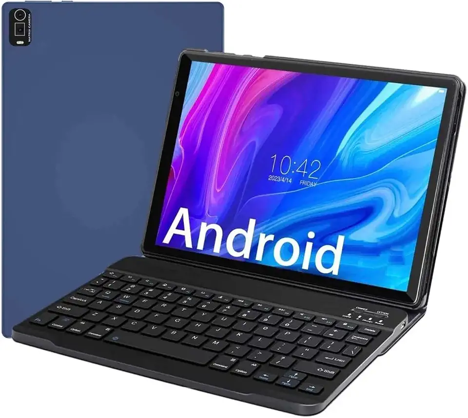 Tablet E1035 De 10.1 Polegadas Com Slot Para Chip De Teclado Android 13.0 6GB RAM 128 + Case 6000mAh Teclado Capa Para Estudo E Trabalho