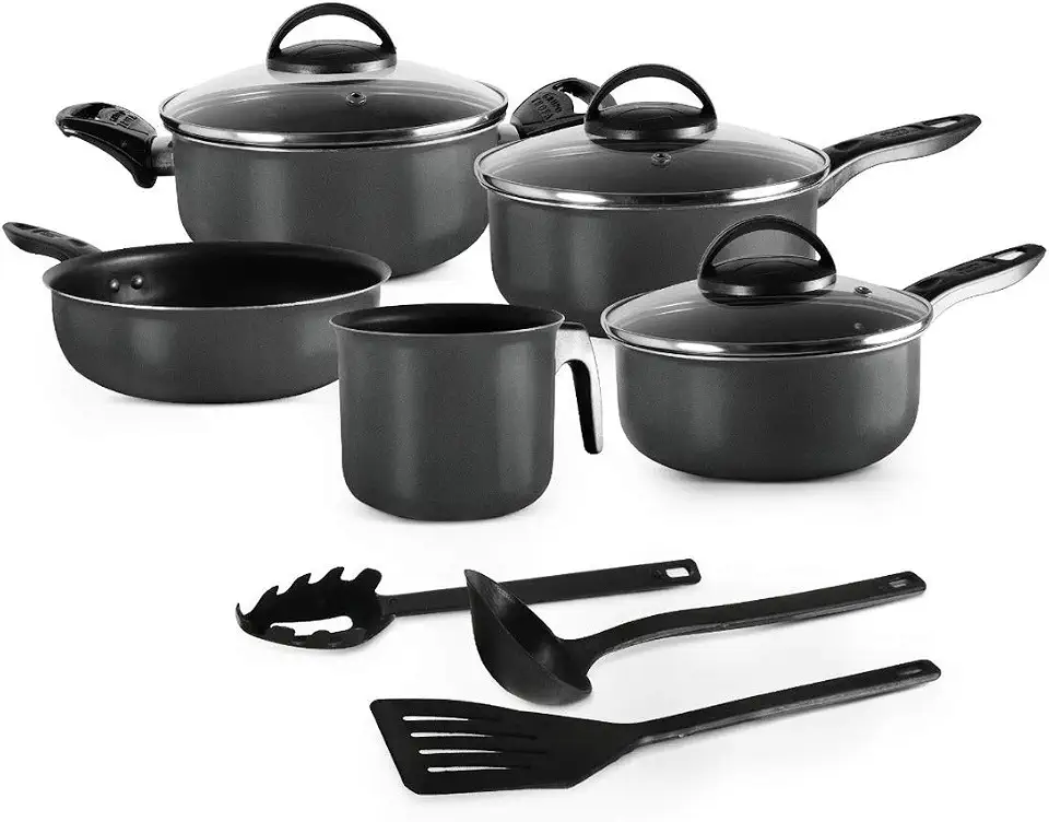 Conjunto De Panelas 08 Peças Preto Antiaderente Elegan