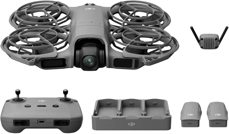 DJI Combo Neo 2 Fly More com controle remoto RC-N3, transmissão estável com transceptor digital, drone 4K para iniciantes, 3 baterias