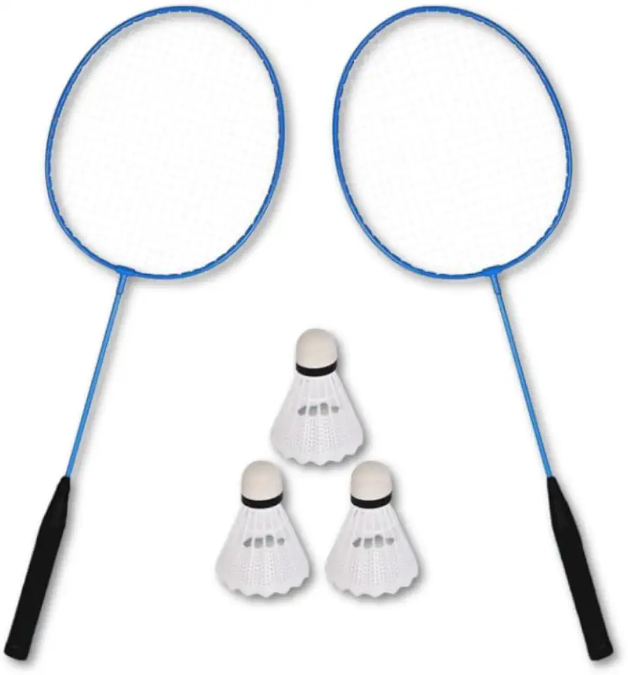 Kit Premium Badminton Portátil – 2 Raquetes Leves em Ferro + 3 Petecas Resistentes para Diversão em Família, Praia ou Casa
