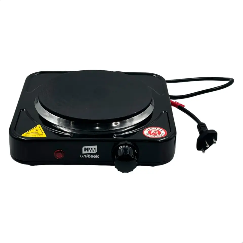 INMA, Fogão Elétrico, Fogão 1 Boca, Fogão Portátil, Cooktop, UniCook, Fogão de Mesa, Fogão Para Mesa, Fogareiro De Mesa, Fogareiro 1 Boca Inox,1000w (Preto 110v)
