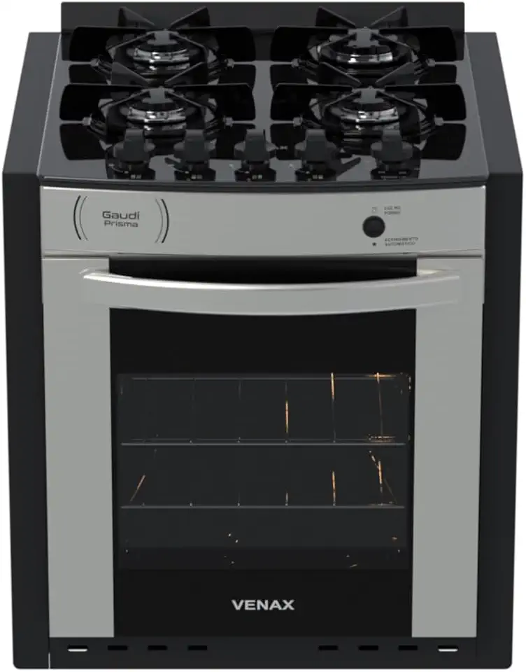 Fogao A Gas De Embutir Gaudi Prisma Vitreo Bl 4q Inox Gas Glp
