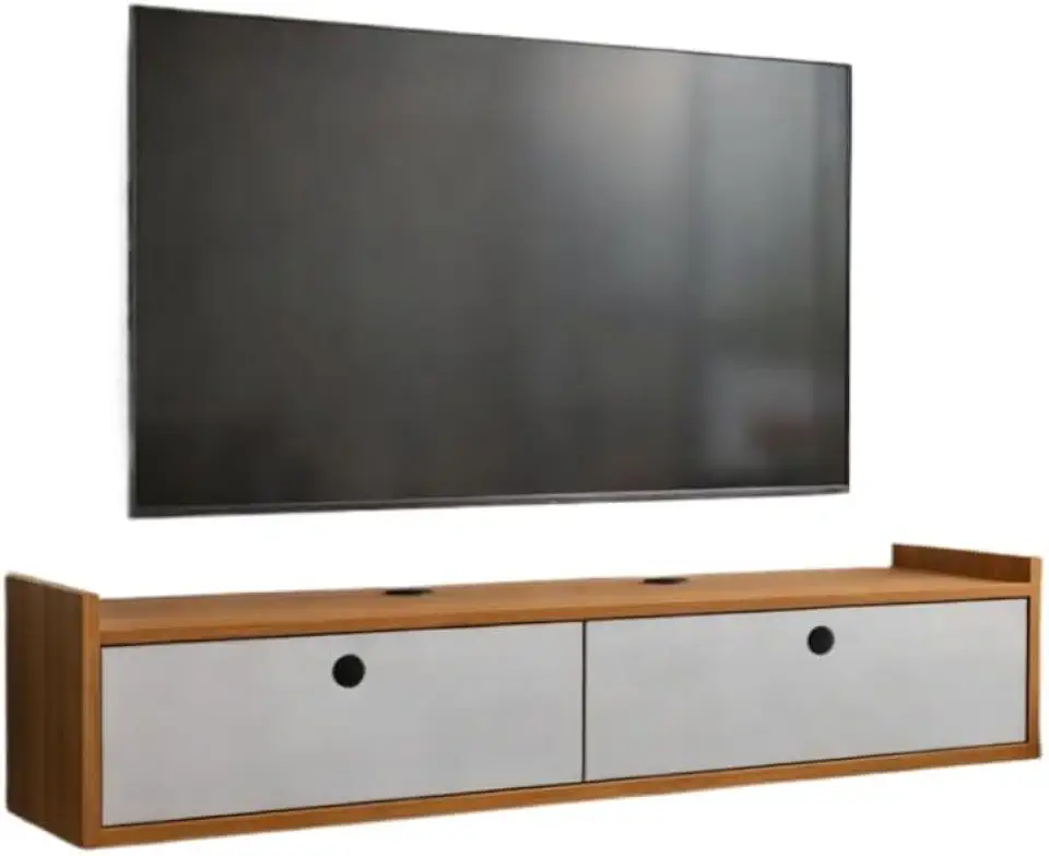 Rack Suspenso para Tv até 45 Polegadas com Passa Cabo Estante de Parede Para Quarto ou Sala(Nature Off - 90 cm de Largura)