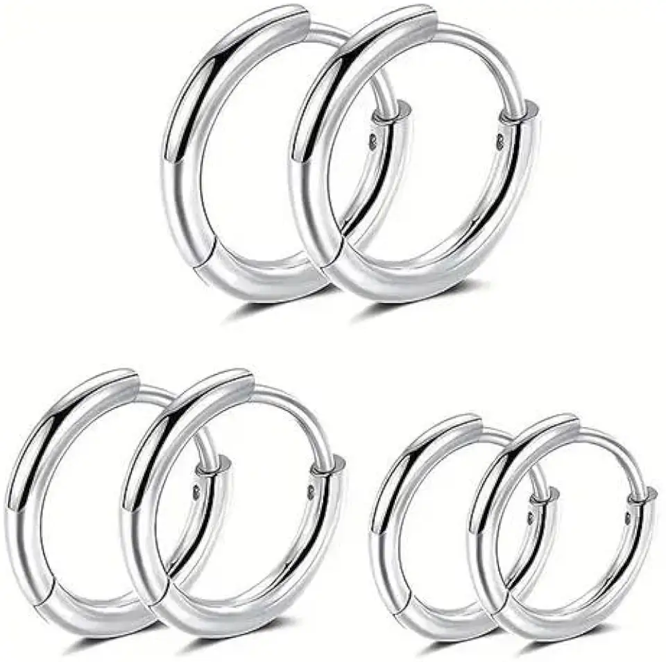 Kit trio de Brinco Argola de Aço e Inox Unissex - 3 PARES