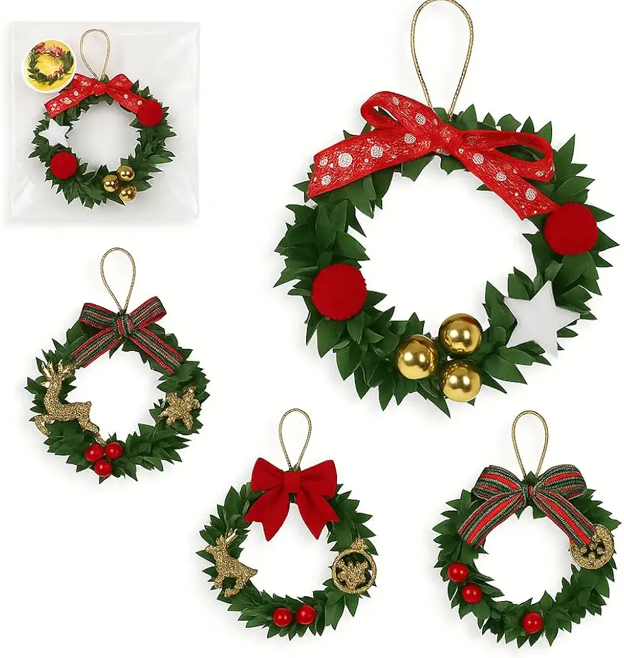 Mini Guirlanda de Natal Verde-escuro 9cm | Decoração Natalina para Porta | Mini Guirlanda para decoração de árvore de Natal | Guirlanda Decorativa | Decoração Natalina