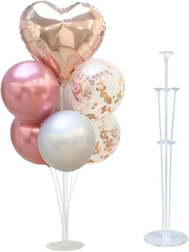 Kit 7 Hastes Pega Balão+Base de Mesa Reforçadas Suporte Resistente para Decoração de Festas