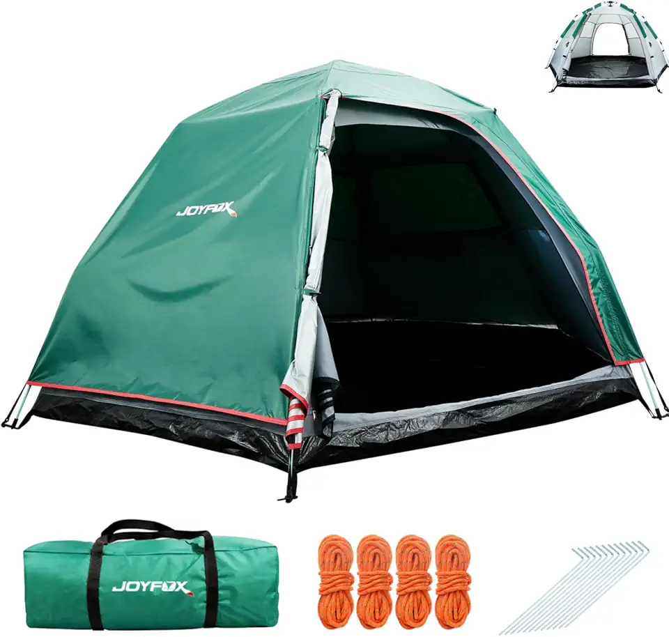 Joyfox Barraca de Camping Automática para 4-6 Pessoas, Camada Dupla À Prova D'água 3000mm, Tecido Oxford 150D com Proteção UV, Tenda Hexagonal Grande com Mosquiteiro