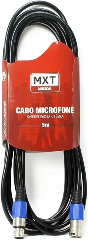 Cabo Microfone Cannon M + Cannon F 6.0mm 5 Metros - Mxt