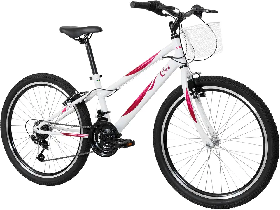 Caloi Bicicleta Infantil Ceci, Aro 24, Câmbio 21 Velocidades, Branca