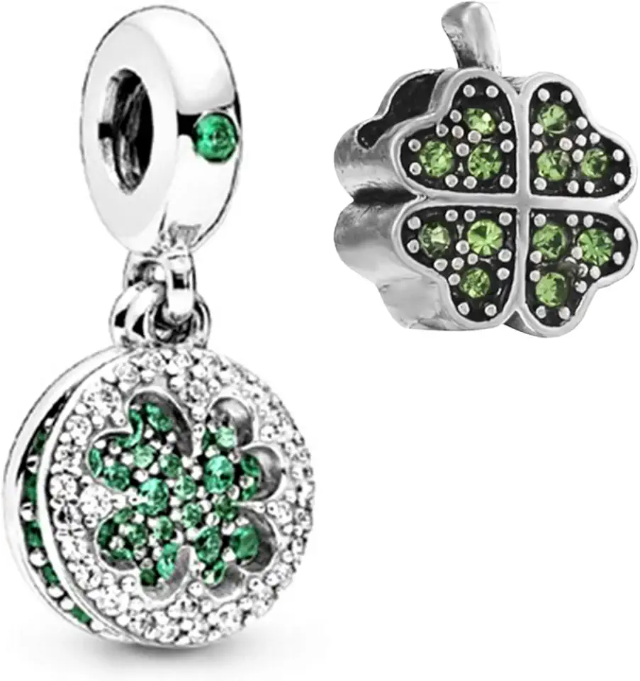 kit Berloque trevo de 4 folhas cravejado com Zircônia - Cabe em pulseira de todas as marcas