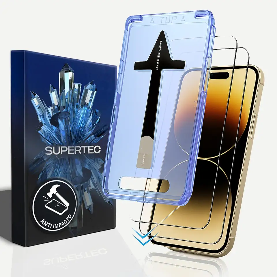 Película INSTALA FÁCIL para iPhone Anti impacto ULTRA RESISTENTE com case de alinhamento Não trinca e não estilhaça oleofóbica anti digital SafeCare Ultra HD (iPhone 16)