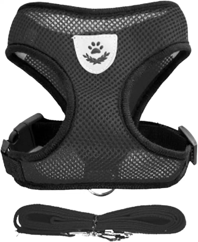 Coleira Peitoral Anti Puxão com Guia para Cães e Gatos – Ideal para Filhotes, Pinscher, Shi Tzu e Raças de Porte Pequeno a Médio – NEXUS MARKET (G, PRETO)