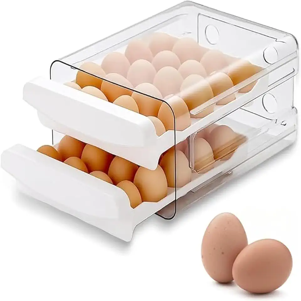 Porta Ovos Organizador para Geladeira Premium – Capacidade para até 32 Ovos, Empilhável, Plástico Resistente, Economia de Espaço e Organização Inteligente Armazenamento durável Cozinha Compacta