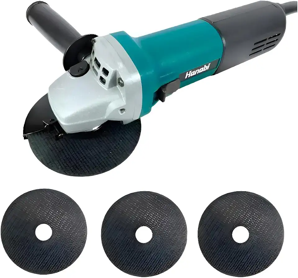 Hanabi Esmerilhadeira Lixadeira Angular 110V 880W 3 Discos de 115mm Profissional com 3 Discos Ferramenta de Corte e Desbaste para Metal Concreto e Madeira