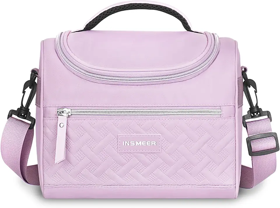 INSMEER Bolsa Termica Lancheira Marmita - 8L, Lancheira Térmica Impermeável, Leve e à Prova de Vazamentos, Alça Ajustável para Ombro, para Academia, Trabalho, Passeio, Praia - Unissex Premium (Roxa)