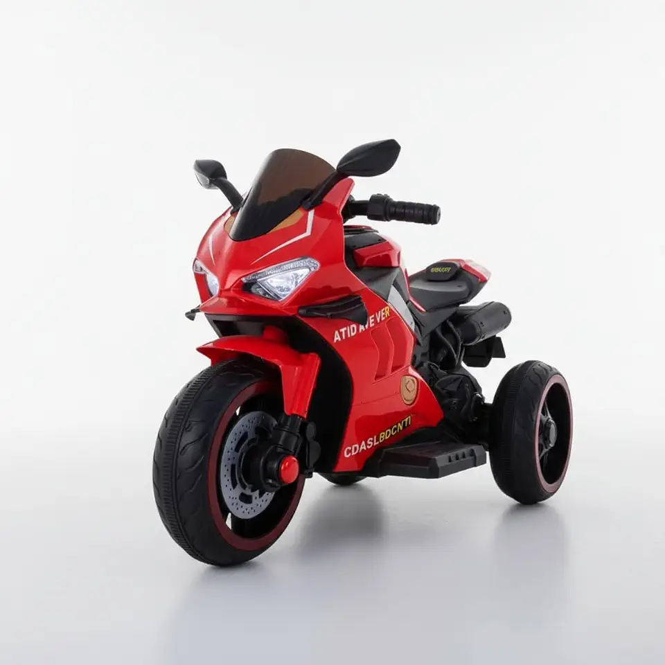 Moto Elétrica Infantil Super Moto 3 Rodas Vermelha com Som e Luz Frente e Ré